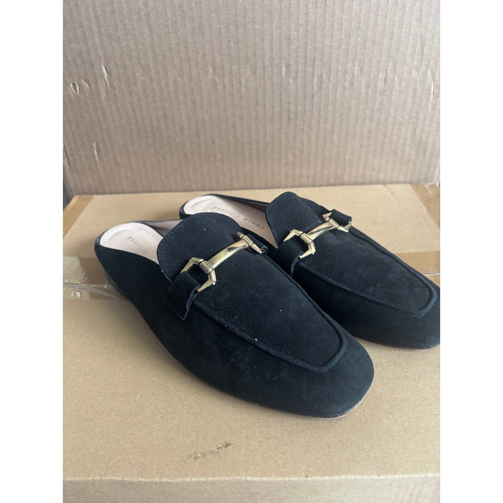 Patricia Green Womens Black Suede Horsebit Mule Loafers Made in Spain Size 10